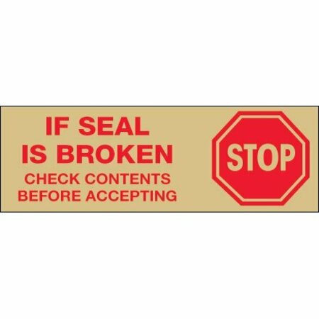 BSC PREFERRED 2'' x 55 yds. - ''Stop If Seal Is Broken...'' Tape Logic Pre-Printed Carton Sealing, Tan, 36PK S-9864
